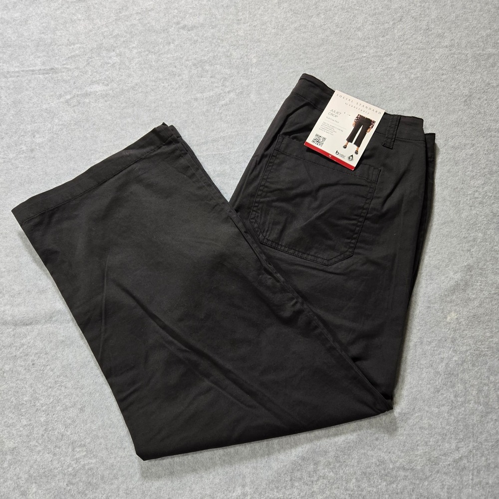 NWT SANCTUARY High Rise Women's Twill Wide-Leg Ankle Cropped Black Pants - Picture 4 of 16